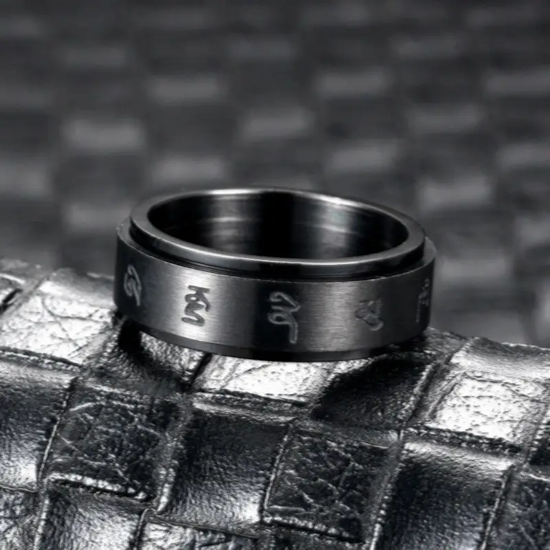 black engraved rotating ring suitable for american thanksgiving and christmas a trendy and accessory Product details 1
