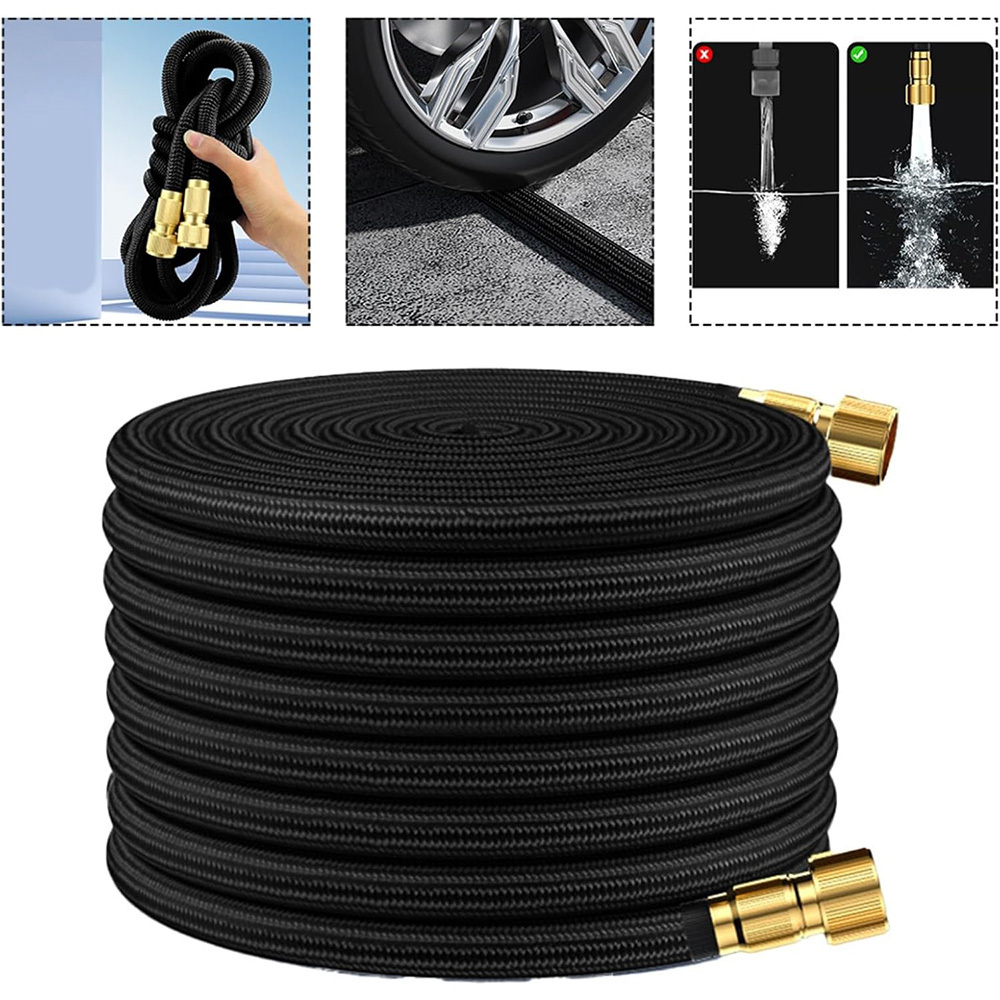 15m Retractable Water Hose Tpe Kink Free Leak Proof High Pressure For Outdoor Car Wash Garden Watering Patio Cleaning