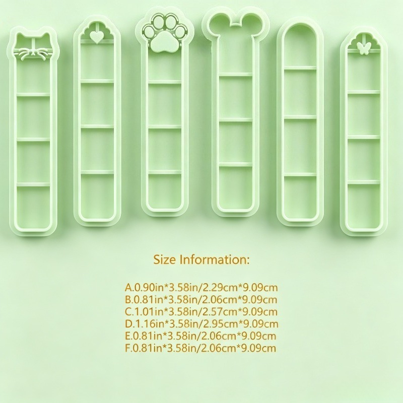 TEMU 6pcs Barres de Coupe Marque-pages en Polymère - Thème Dessin , Détails Creux, Outils de Fabrication de Bijoux de Style , Marque-pages Faits Main