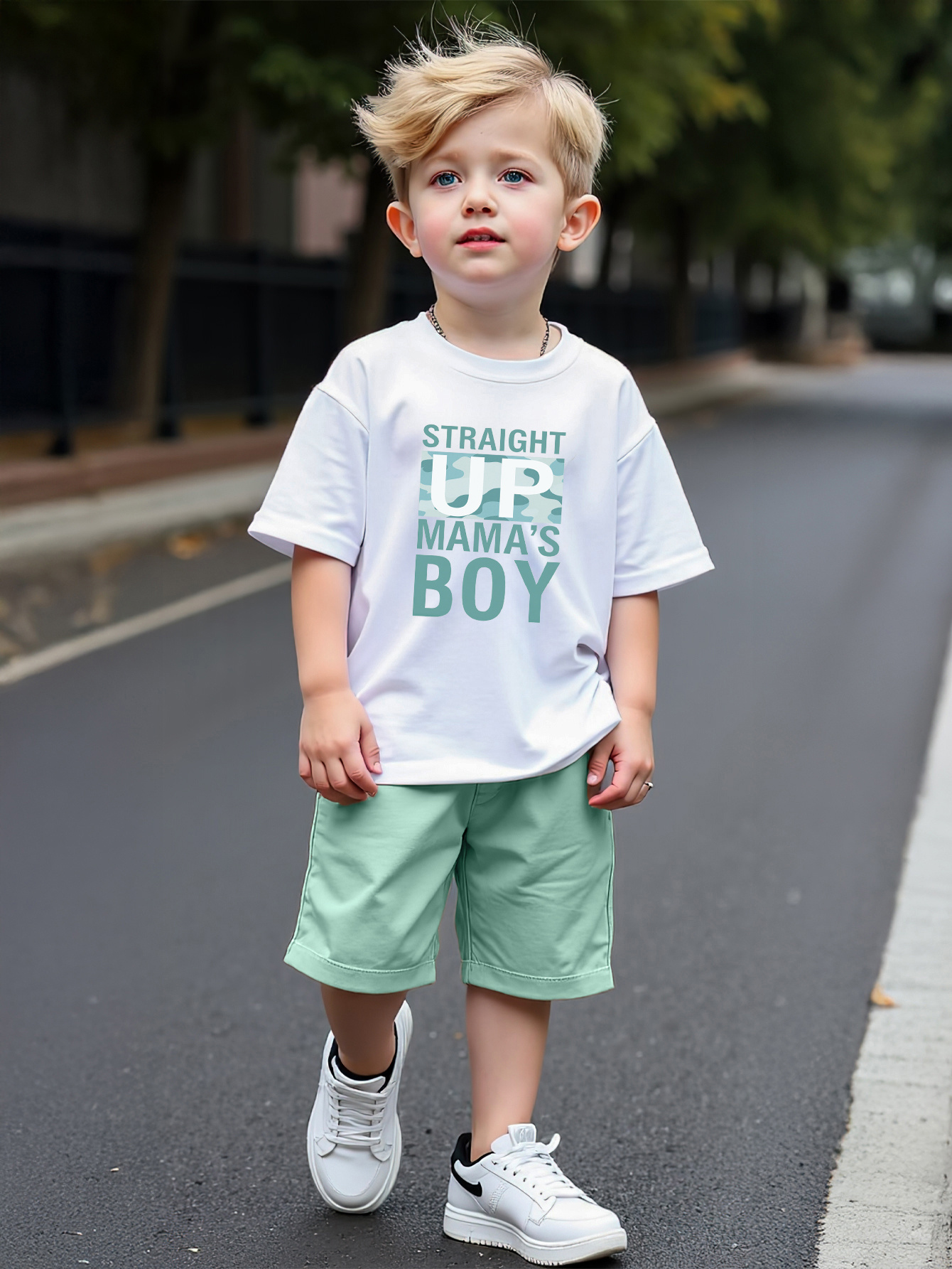 Boys' 2pcs Spring/Summer Trendy Printed Shorts Set, Suitable for Boys Under 12 Years Old, A Must-Have for Summer, Perfect for Outdoor