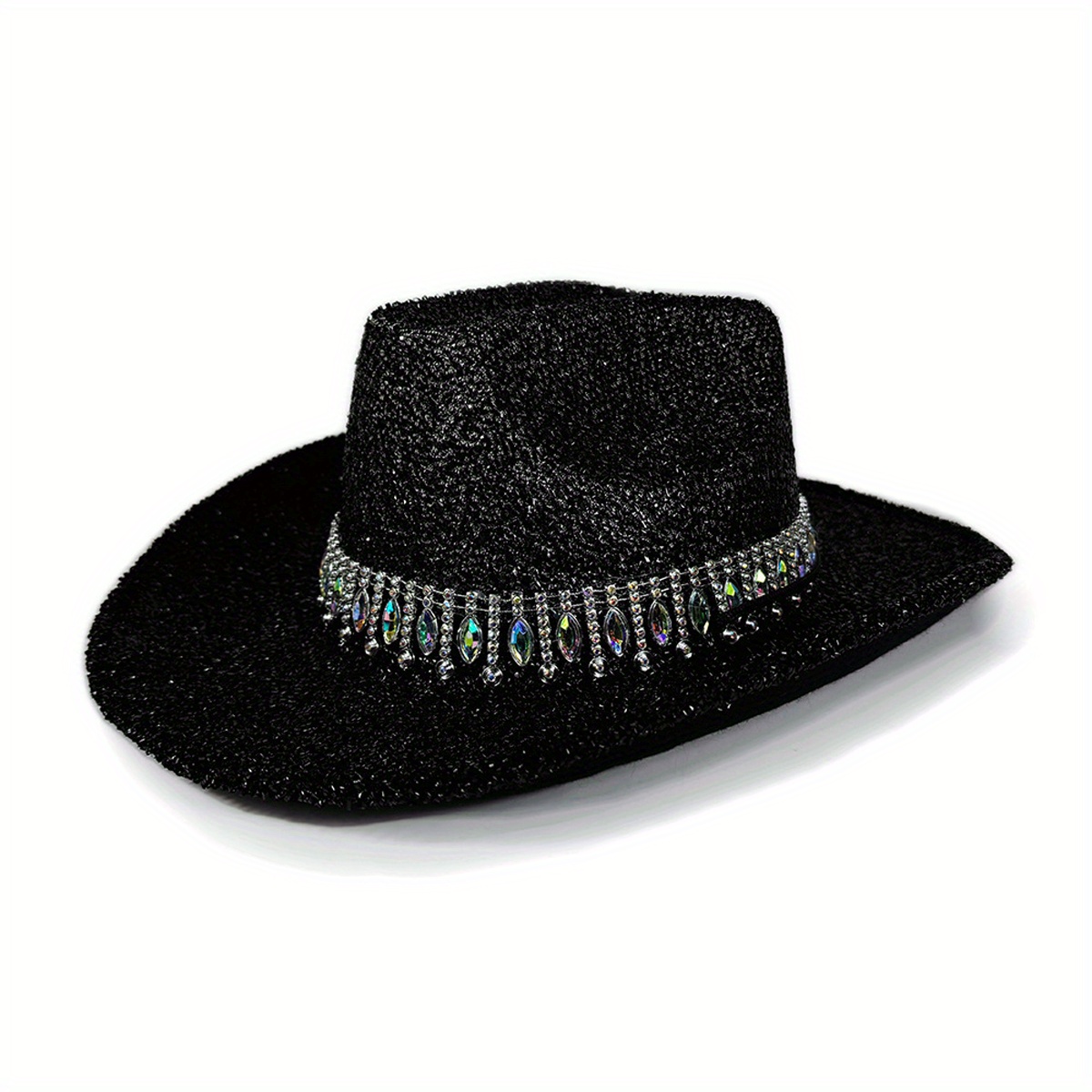 glitter black cowboy hat women western sparkly - Temu display picture 1