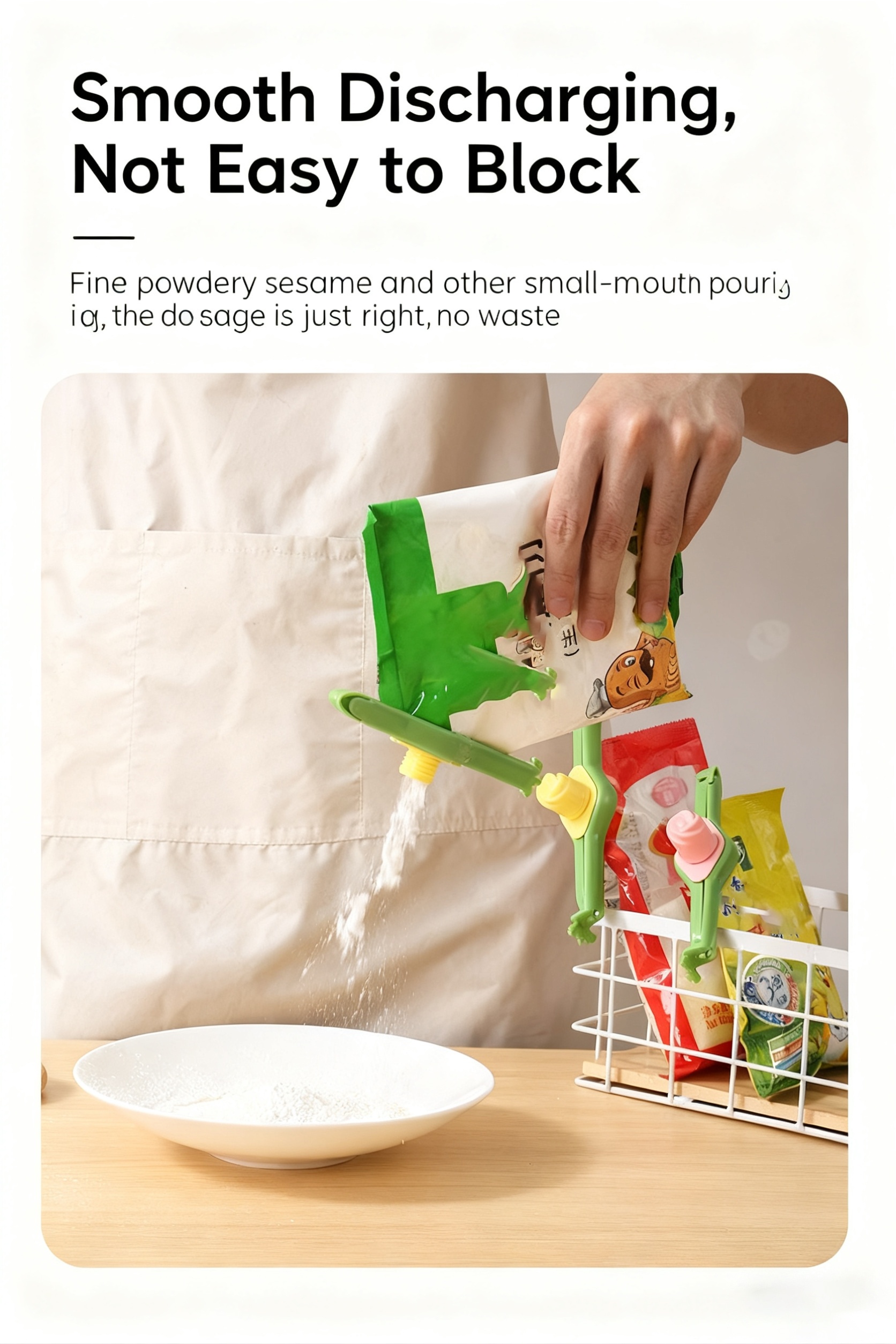 5 leak proof plastic food sealing clips with inverted mouth | easy and   opening and closing, anti-overflow design, space saving storage, suitable for kitchen, travel, pet food, snacks,   Product details 1