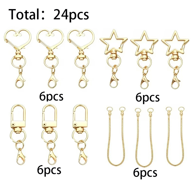 TEMU Ensemble de 24 porte-clés créatifs avec pendentif de cœur et d' à branches, équipé de fermoirs mousquetons et de chaînes d'extension, porte-clés