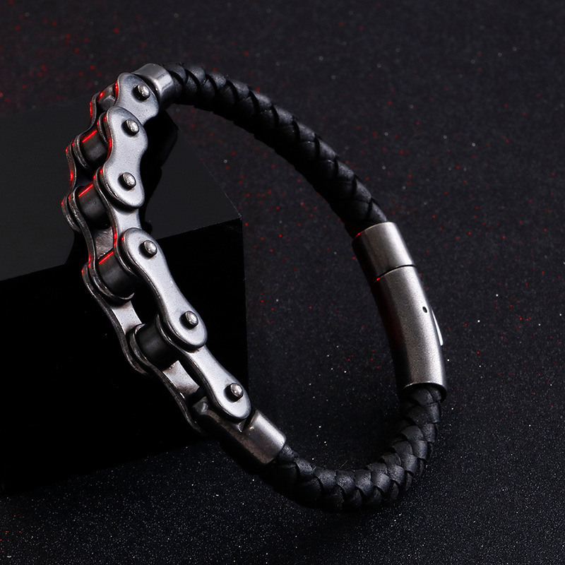 TEMU 1 pièce Bracelet chaîne de vélo avec chaîne de vélo et sangle en bronze à canon de fusil - Moto rétro adaptée pour les fêtes, , cadeau pour les