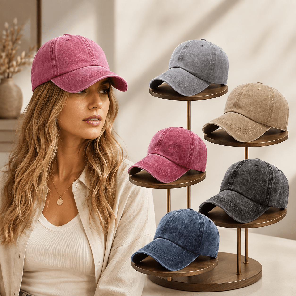 Vintage Washed Adjustable Dad Hat, Casual Unisex Outdoor Cap