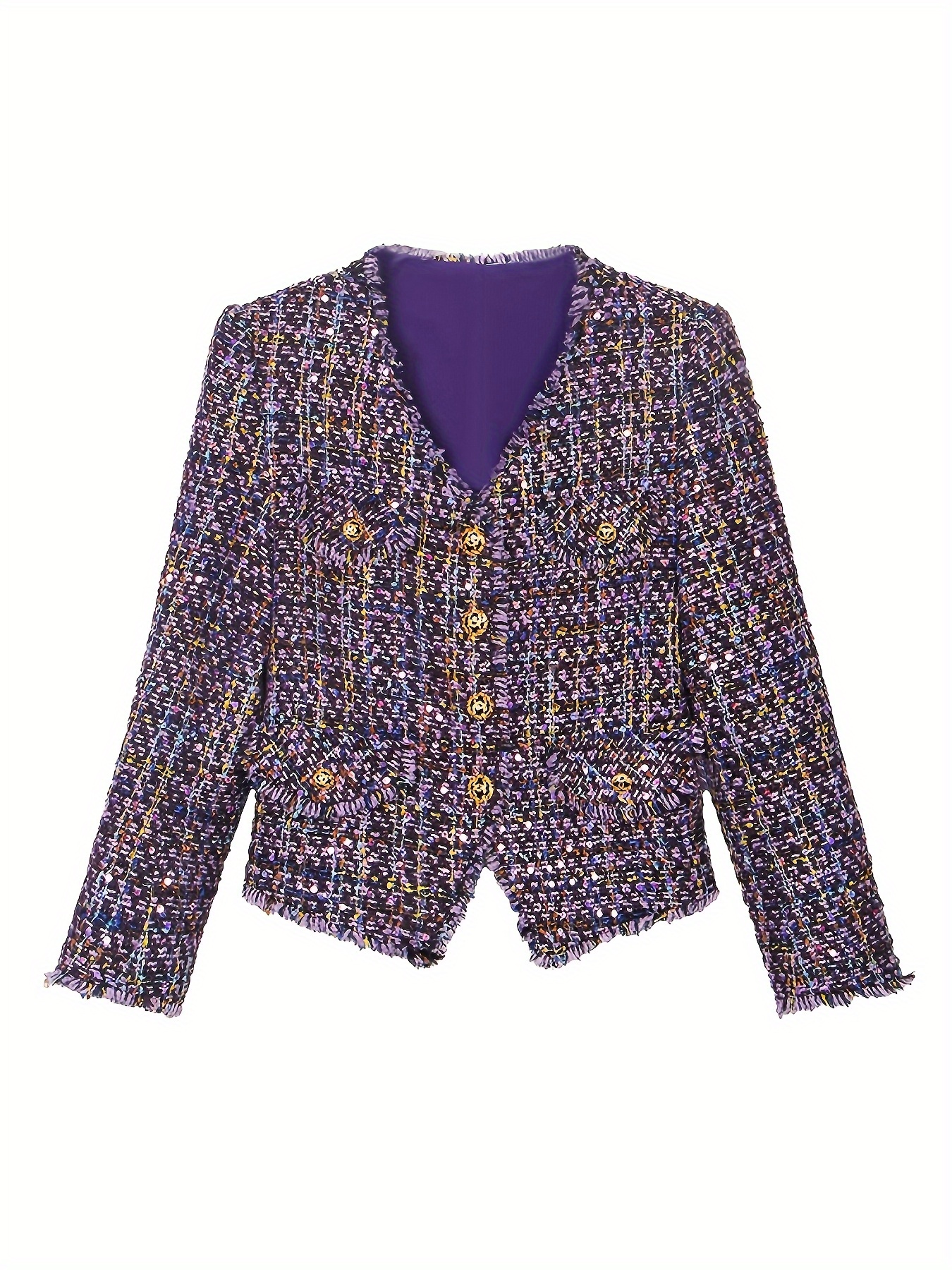 women's elegant sequin tassel detail v neck jacket Temu United