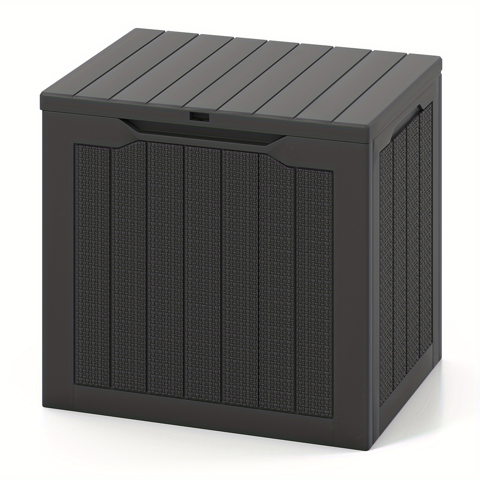 TEMU Outdoor-Aufbewahrungsbox, PP-Deckcontainer mit Rattanmuster abschließbarem Deckel, Allwetter-Plastik-Aufbewahrungsbox für Paketzustellung, Box,