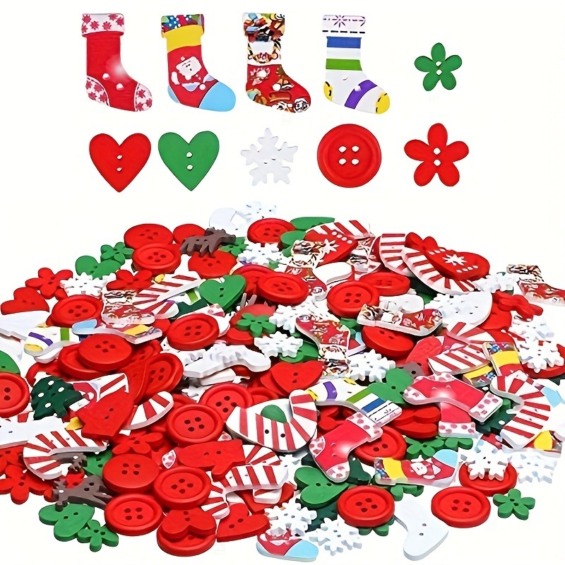 TEMU Set Casuale di 30 Bottoni Natalizi per Artigianato - Assortite Natalizie in Legno, per Progetti, Scrapbooking e Decorazioni - Universale per Et�