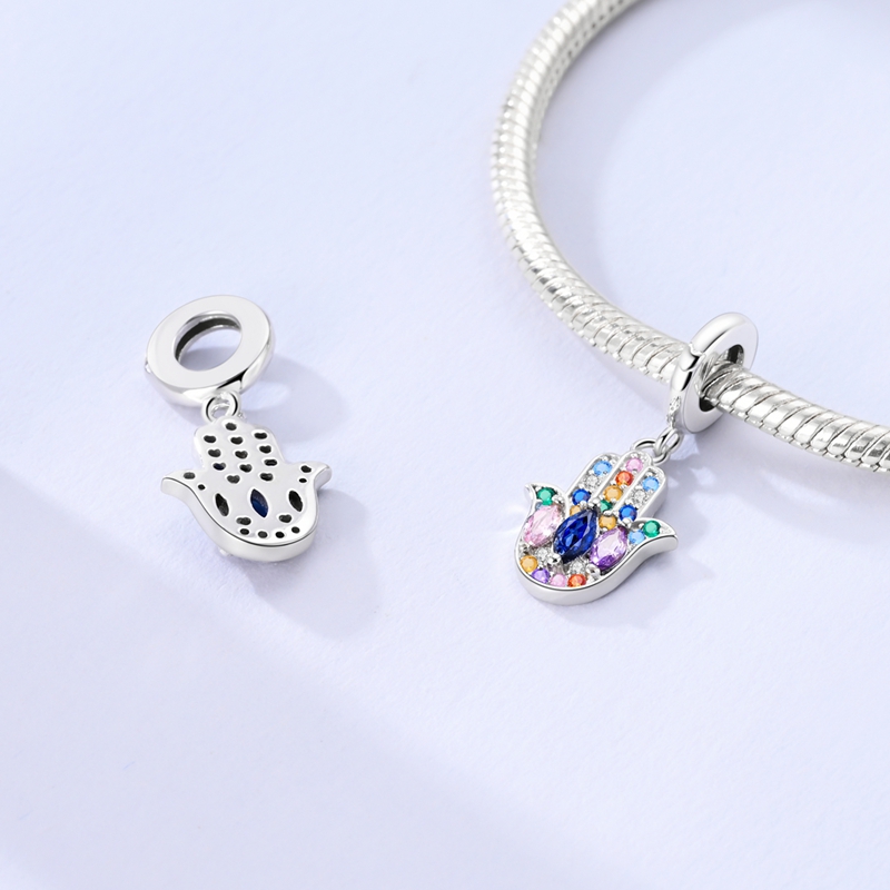 925 Sterling Silver Multicolor Palm Pendant, Jewelry Making Gift