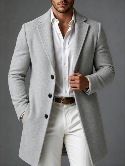 mei xi spring versatile single breasted casual mens trench coat below knee length simple and versatile casual outerwear business casual lapel trench coat with inner pockets