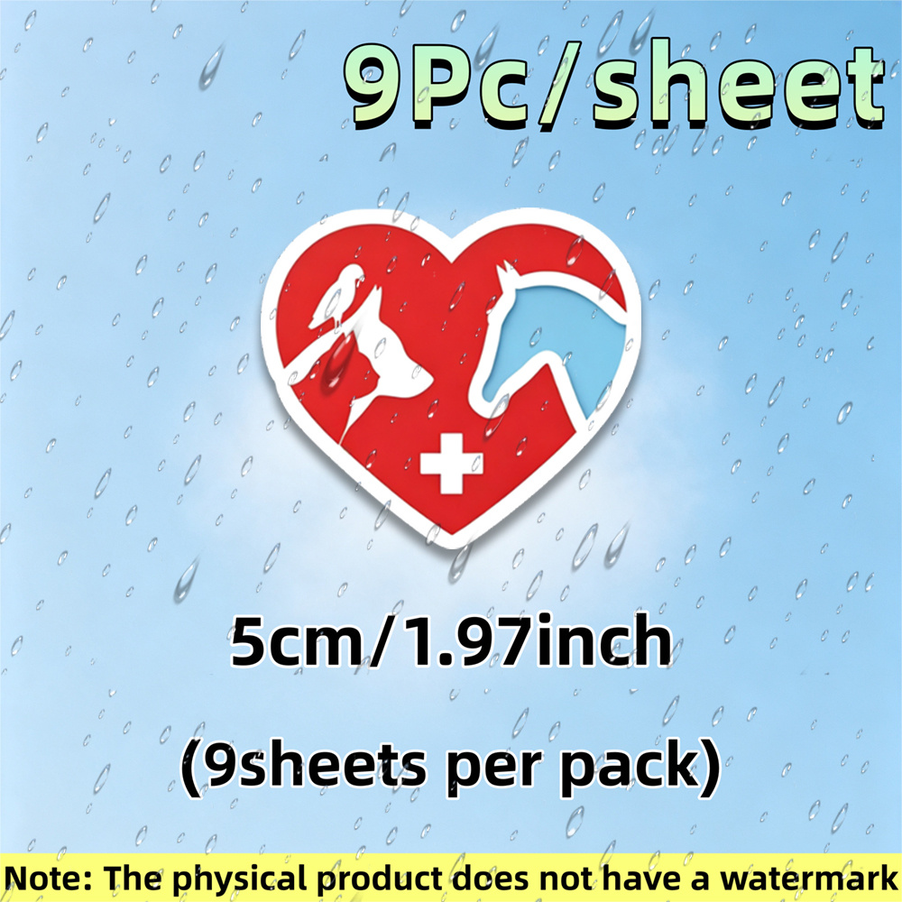 9pcs page veterinary themed vinyl stickers suitable for car stickers bumper stickers phones laptops refrigerators toolboxes suitcases waterproof and durable stickers  