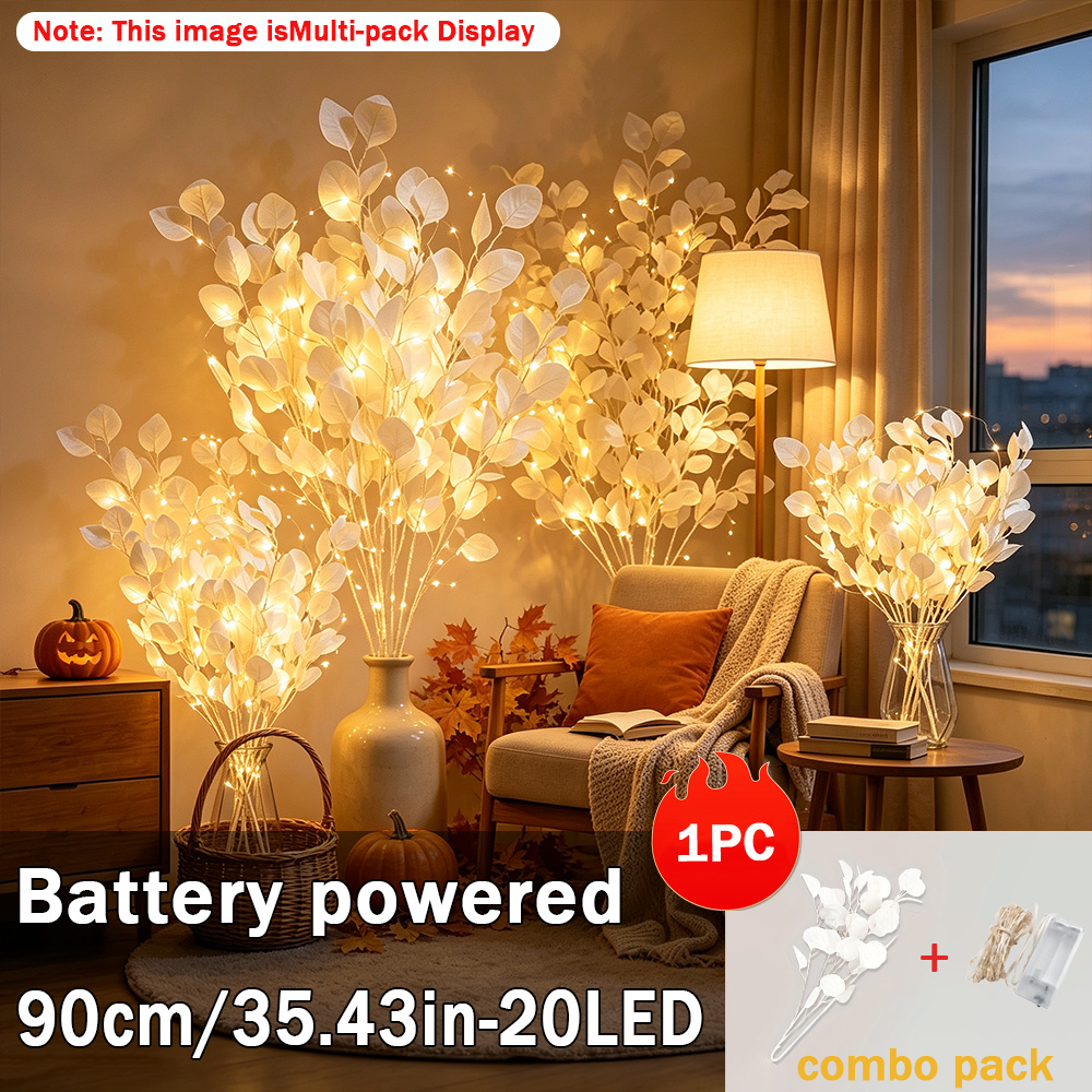 TEMU Leaf Branch Light, 20 Led Artificial Tree Branch Light, For Home And Office, Bedroom, Living Room, Desktop Decoration, Weddings, Parties,