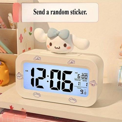 theme alarm clock random pattern color 1pc alarm clock with temperature and date function lovely design battery powered mini clock suitable for bedroom or desktop
