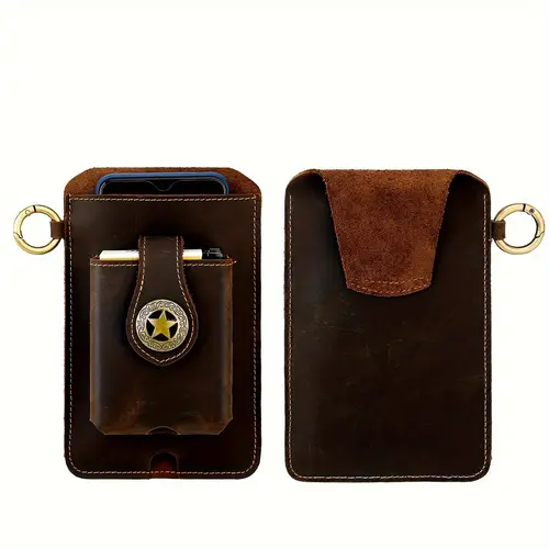 top layer cowhide mens outdoor waist bag