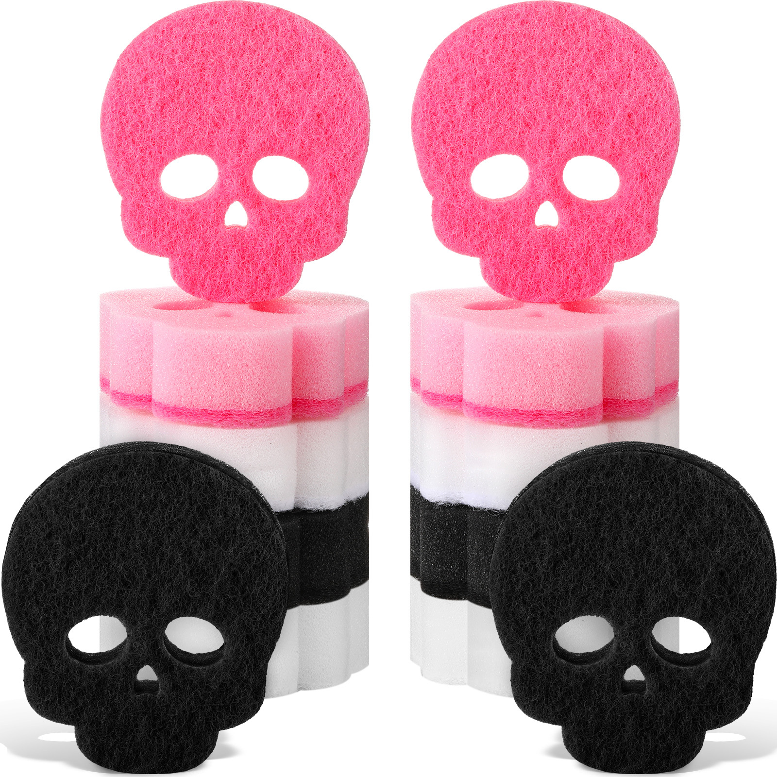 TEMU 12 Pack Bat Gothic Kitchen Sponges Bulk Dual Sided Scrubber Pink Sponges Dishwashing Kitchen Accessories Dish Scouring