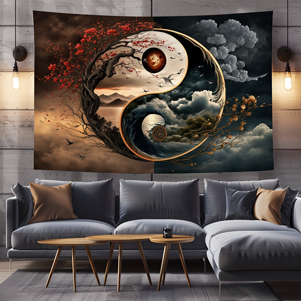 Tradycyjna makatka yin yang tai chi dekoracja ścienna sztuka_voghion.com