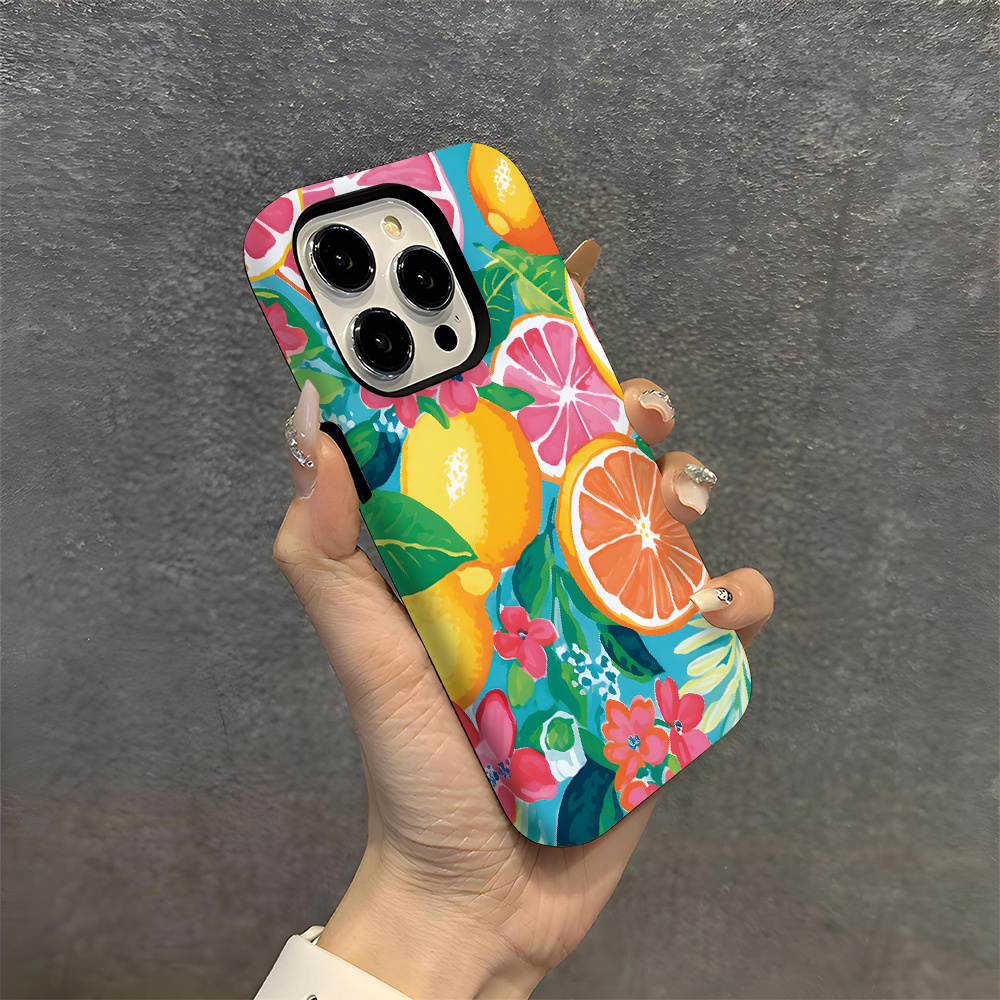 1pc coque double couche fruit citron été fraîcheté - Temu France