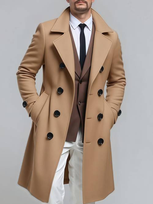 2025 European And American Autumn And Winter Men S Jacket Double-Breasted -Length Men S 3-In-1 Jacket