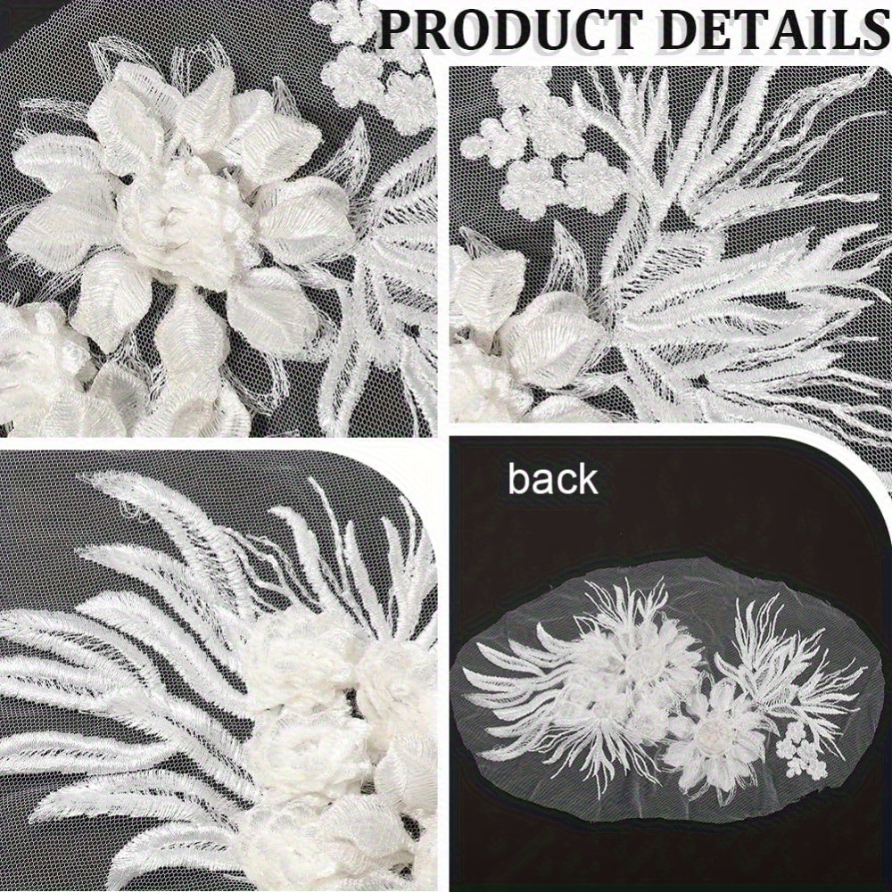 Spitzen-Applikation Als Fake-Kragen Oder Blume – Bestickt, Weiß, Für DIY Kleidung & Deko (ca. 42x30 Cm)