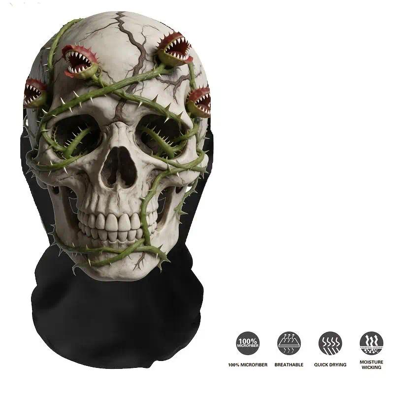 Carnivorous Plant Vine 3D-Printed Skull Mask for Halloween