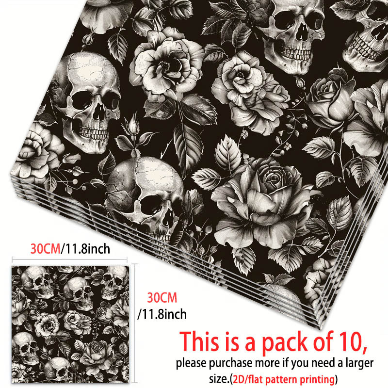 TEMU 10pcs Set, 2d/flat Black And White And Rose Dark Style Pattern Pvc Floor Stickers, Self-adhesive Decals, 11.81x11.81 Inches (30×30cm). Suitable