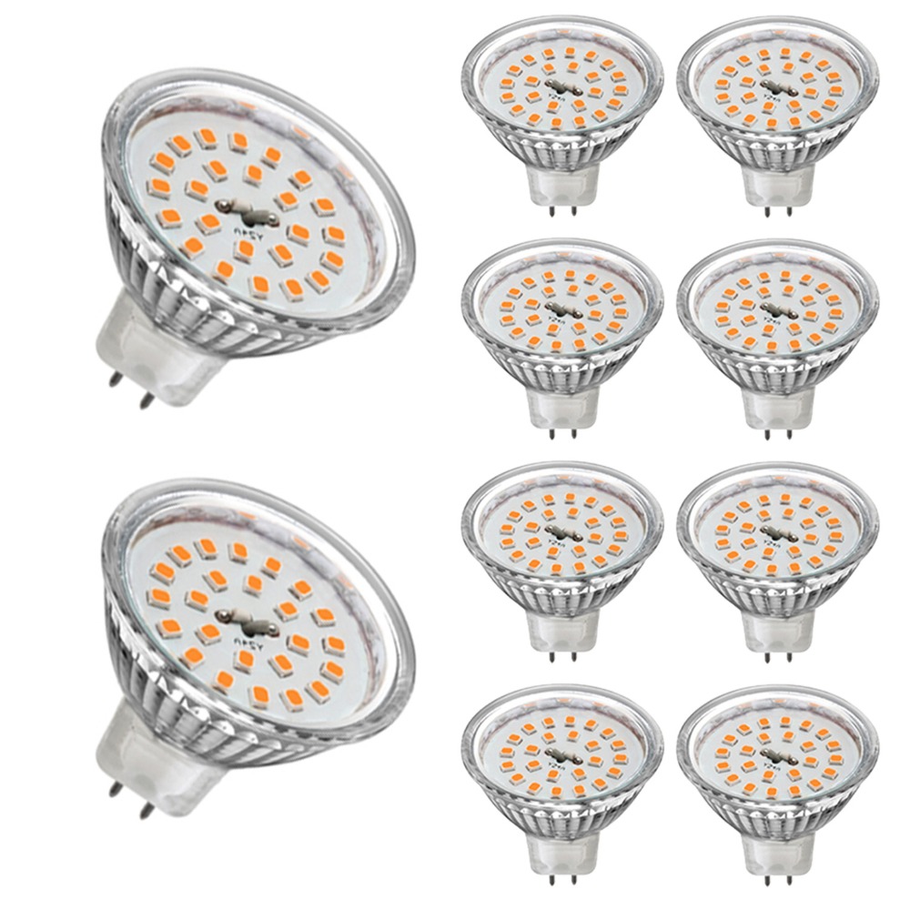 Image of 10pcs Gu5.3 Mr16 5w Led Spotlight, Replacement For 40w Halogen Reflector Bulbs, Warm White 2700k, Ac/ 12v Power Supply, Non-dimmable, 120° Beam Angle, Glass Spotlight