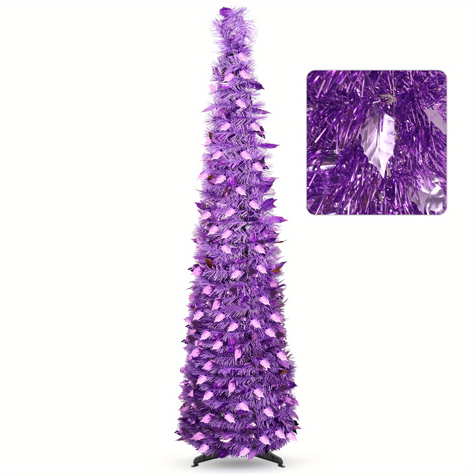 TEMU 5ft Purple Halloween & Christmas Tree Decorations, Xmas , Metal Stand Multi-holiday Decoration For Dia De Los Muertos, Easter - Indoor/ Outdoor