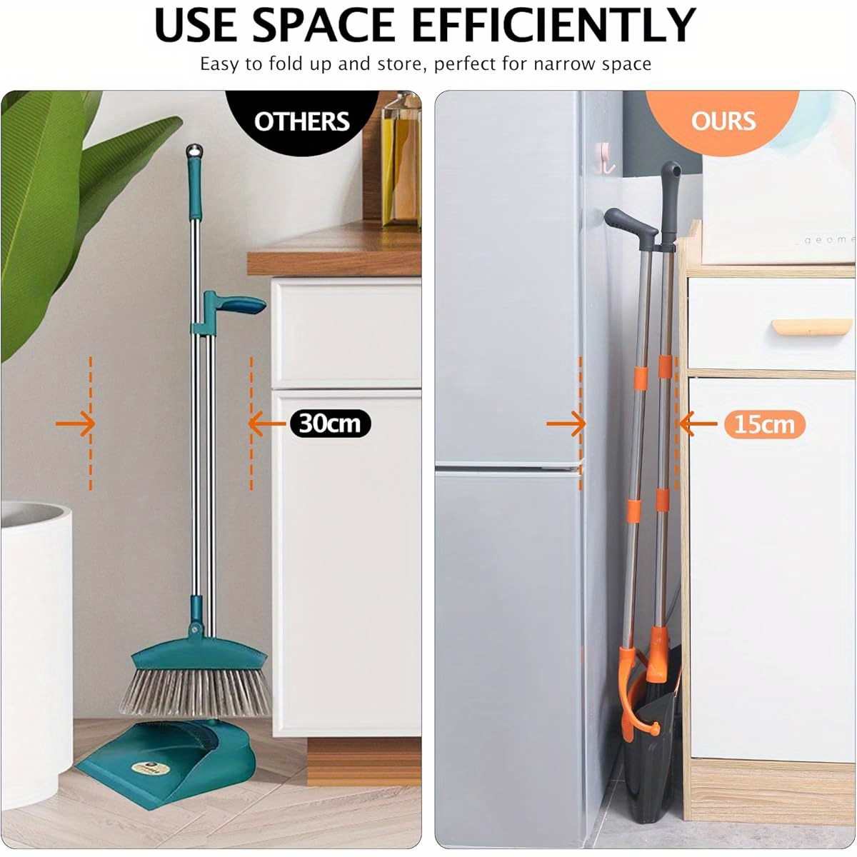 1-pack heavy-duty broom and dustpan set with long handle - lightweight stainless steel cleaning combo, space-saving   dustpan, for home, kitchen, office, pet hair, hardwood floors, carpets - ideal for small spaces & commercial use, broom sweeping floor, home cleaning tools,  , sturdy construction, dustpan combo, office maintenance,   tools,   materials, cleaning professionals Product details 0