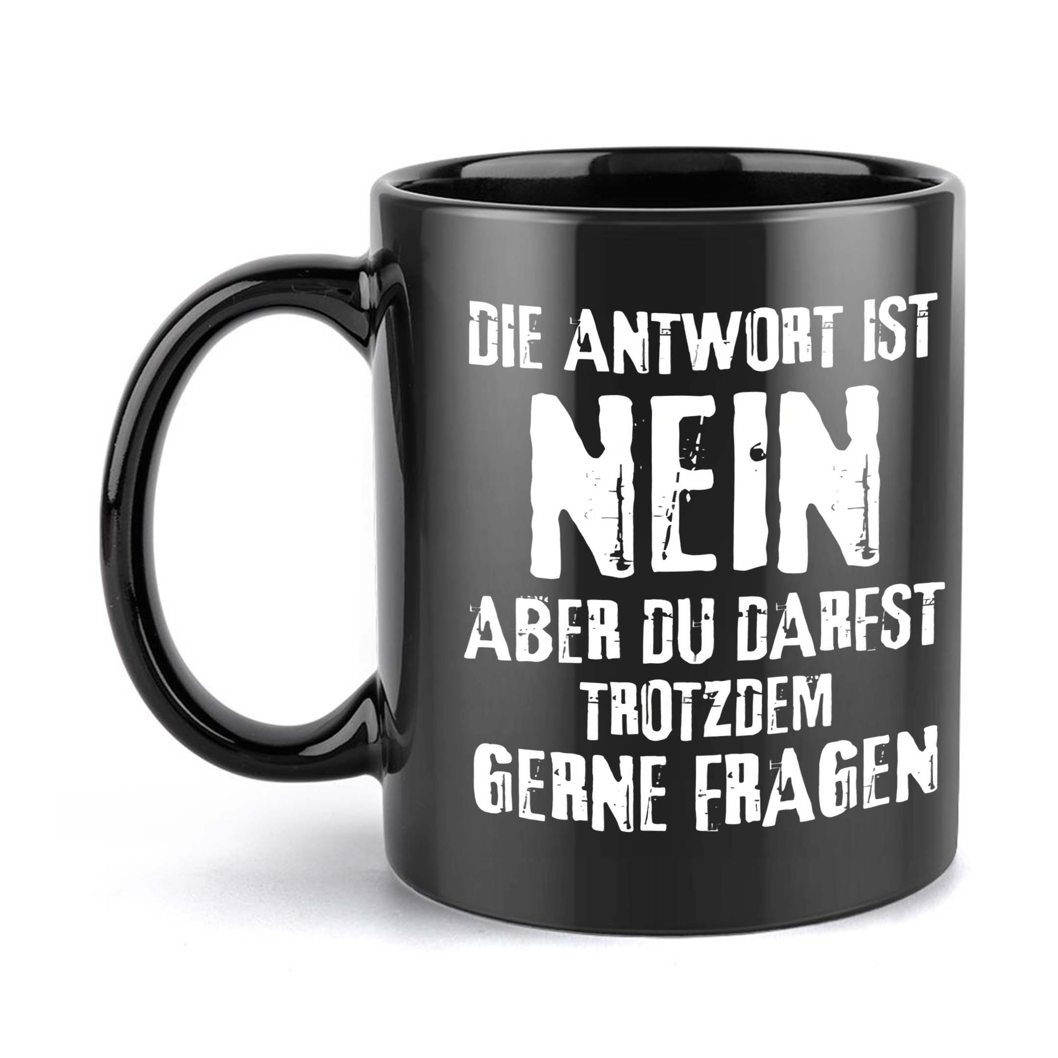 Image of 1pc Funny German Mug " Is No But You Can Ask " - German Text Coffee Cup With &, 11oz (360ml) Ceramic Tea/ Cup For German Language , Birthday & Holiday Gift Idea