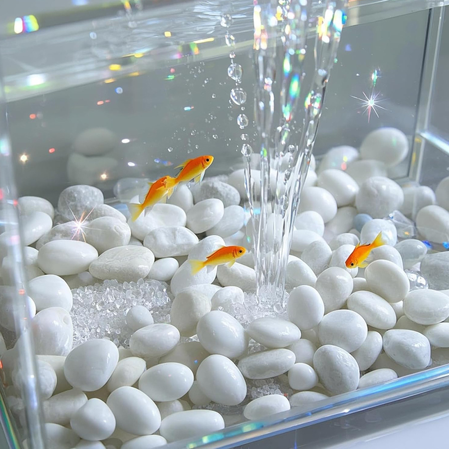 250 Gramos de Guijarros Blancos Brillantes Naturales de 2-3 Cm, Perfectos para Decorar Patios, Jarrones de Plantas, Peceras, Acuarios y Exhibiciones Hortícolas