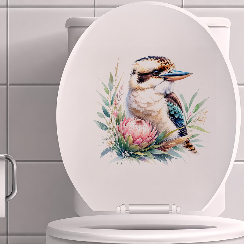 TEMU 1pc And Flower Illustration Patterned Toilet Stickers, Water Tank Stickers, Bathroom Decorations, Funny Toilet Stickers, Wall Decorations, Home