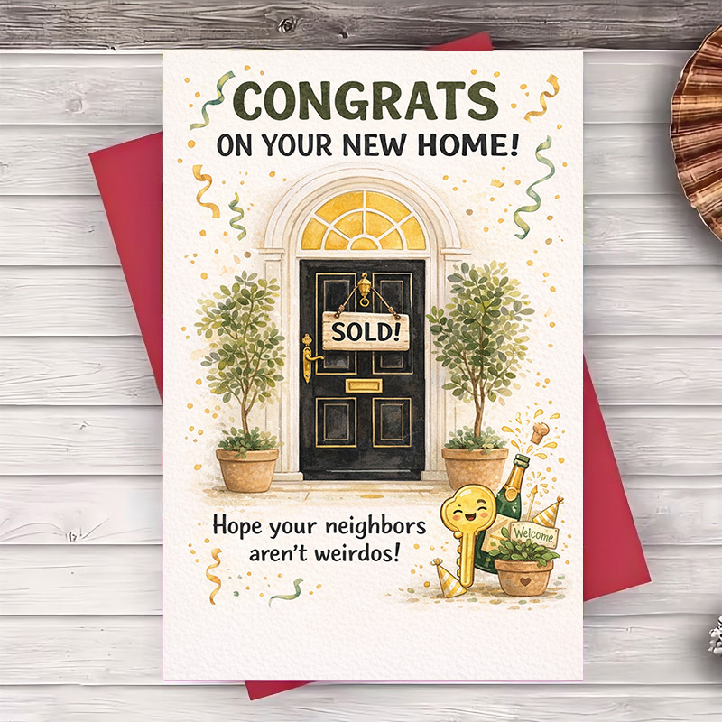 TEMU Set Of 2 (includes An Envelope And A Greeting Card) Ideal For Congratulating For On Their , Suitable For Housewarming Gatherings And Neighbors.