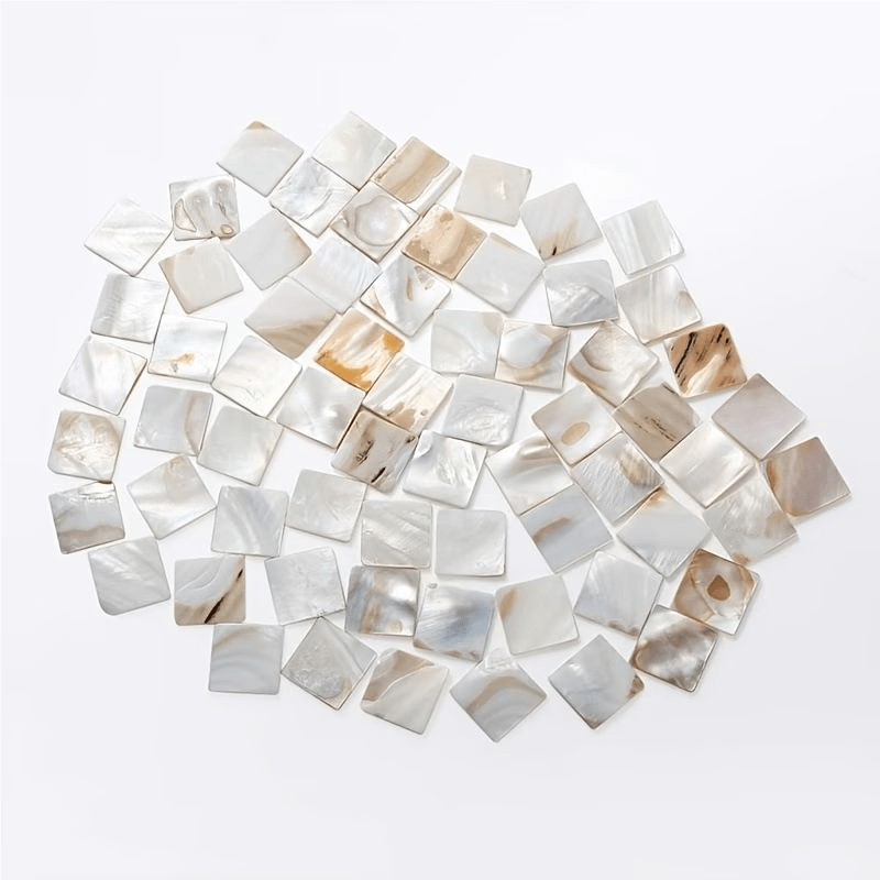 TEMU 58 pièces de carreaux de mosaïque en - Pièces de coquillages carrés, blanc crème irrégulier, adaptés à l'artisanat, à en résine, à la décoration