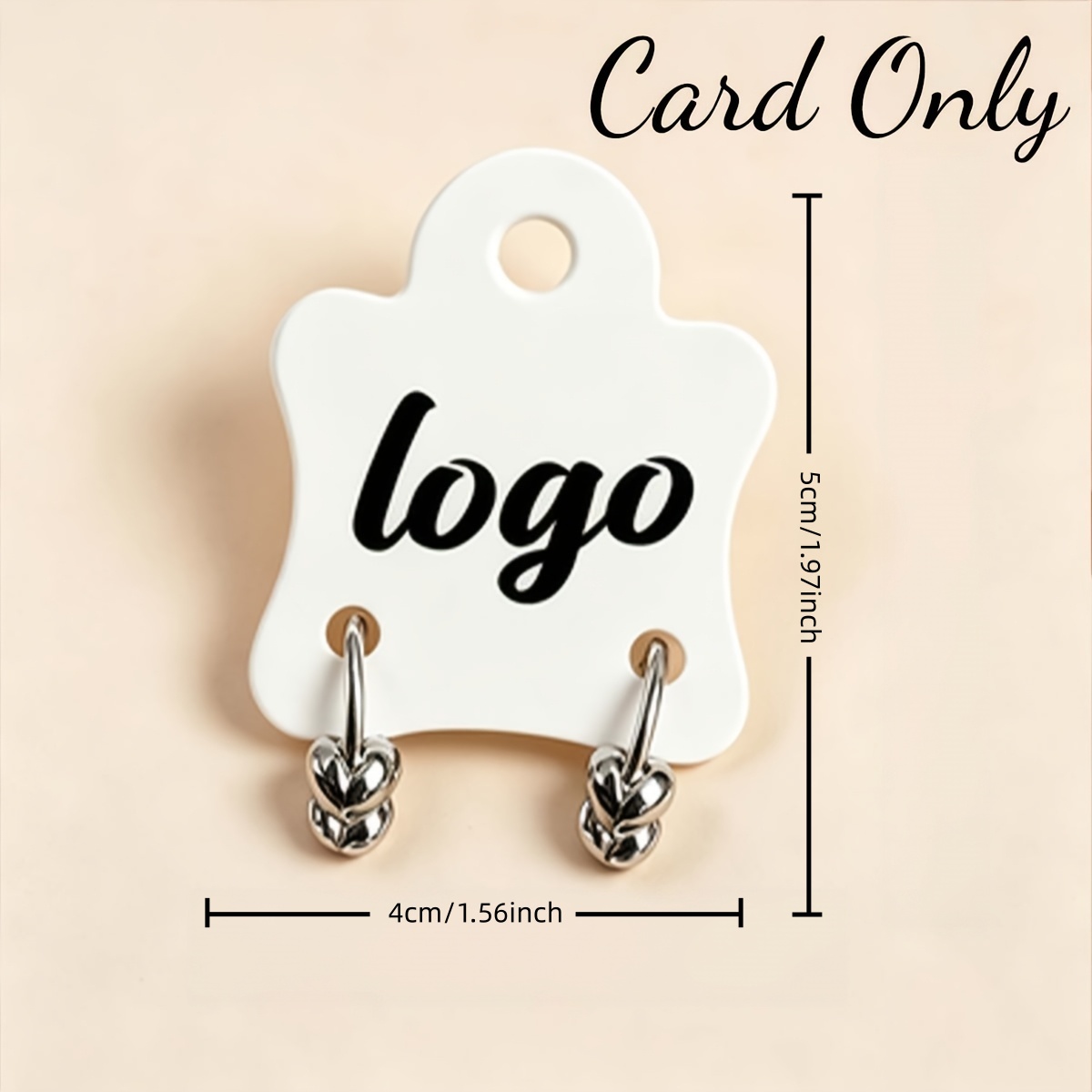 TEMU Tarjetas de exhibición para pendientes de forma irregular personalizadas, tarjeta de cartulina con texto impreso personalizado, etiquetas