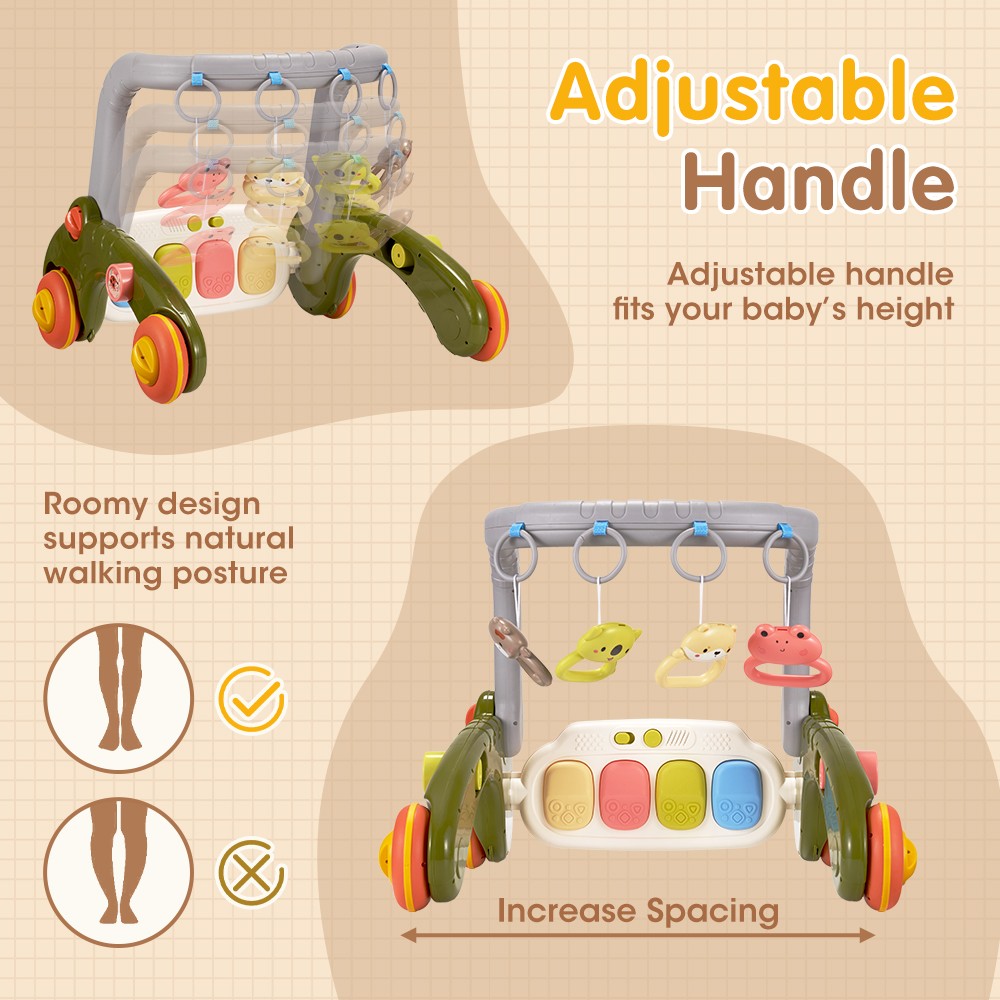 7-in-1 Baby Play Mat, Kick And Play Piano Gym with Portable Musical Toy, Adorable Animal-Themed Baby Play Gym, Tummy Time Mat Promote Motor Skills & Sensory Development Mat for Newborn Baby, Green, Blue, Pink, Yellow, Baby Play Mat Activity Center - Image 8