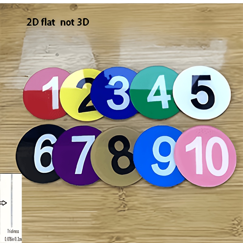 TEMU 2d Flat Self-adhesive Acrylic Number Labels - Multifunctional Round Table Number, Seat, And Locker Stickers (1) - Durable , Bright Colors, Easy