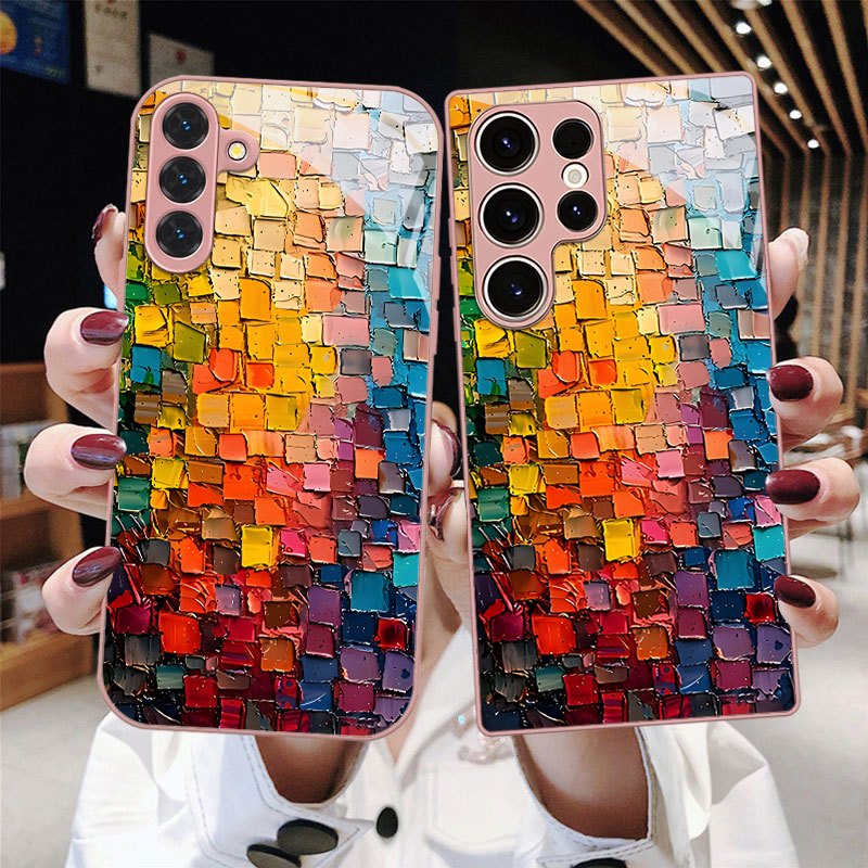 TEMU Phone Case - Colorful Geometric Pattern Abstract Art Collage Phone Case Suitable For For Galaxy S9+/s10/s20+/s20 Ultra/s21 5g/s21+/s22/s23