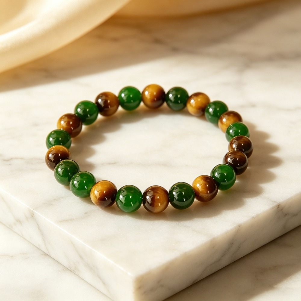 Tiger's Eye Green Bead Bracelet, High-End Feel