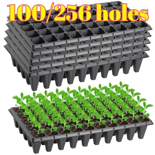 100 256 holes cell seed entrance tray plastic seedling tray reusable seed starter container for seedling plant propagation and germination