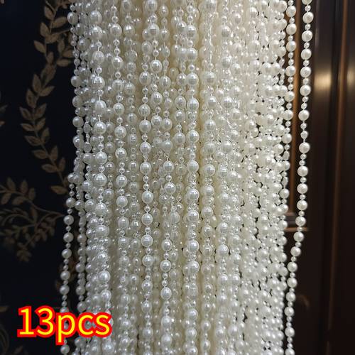 13pcs white beaded curtain strands total 13m shiny beads atmosphere decor for window doorway living room home decoration