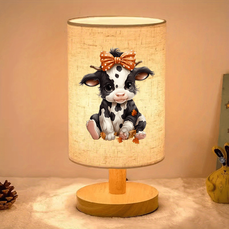 TEMU This Modern Usb-powered Linen Table Lamp Features A Cute Cow Design, Making It A Creative Desktop Ornament. Decorating Living Rooms And Bedrooms, Serving As A Bedside Lamp, And Is An Gift For .