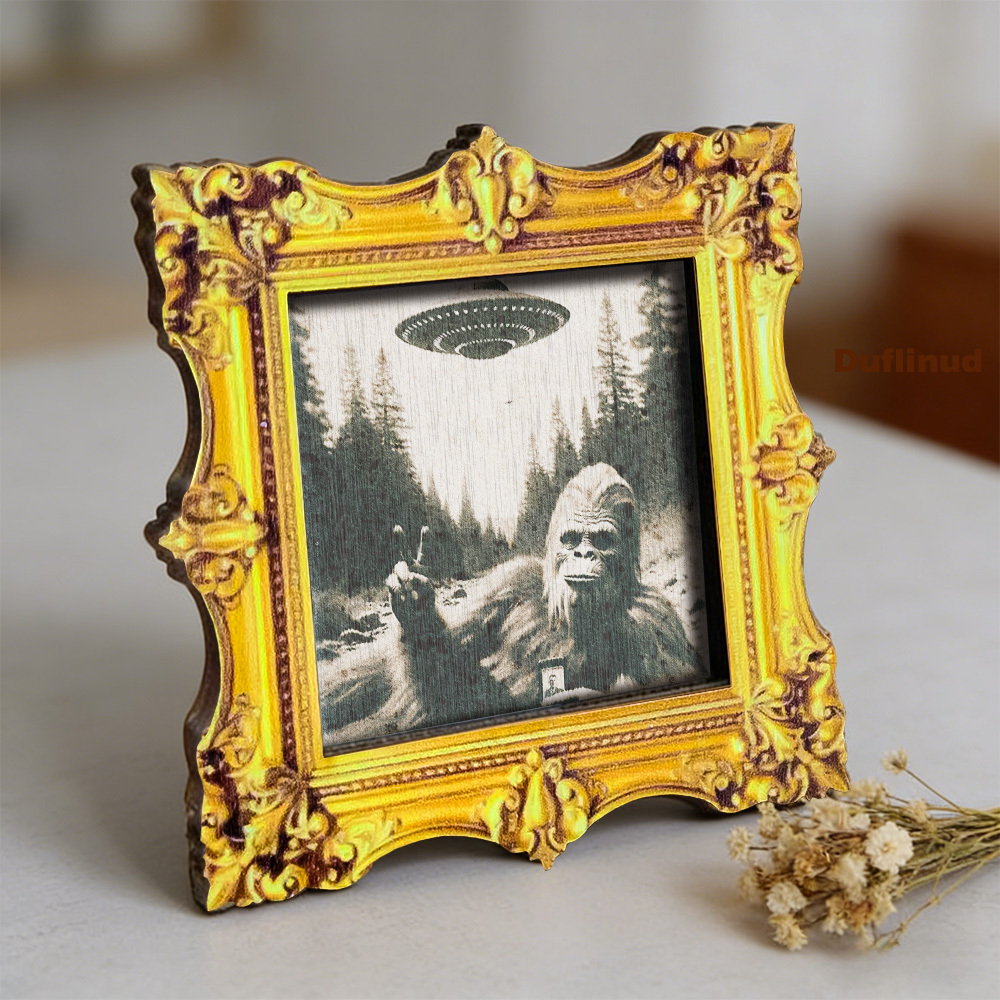TEMU Aimant de réfrigérateur en bois sur le thème des monstres de la forêt rétro et des ovnis, mini peinture décorative, d'aliens amusants, style