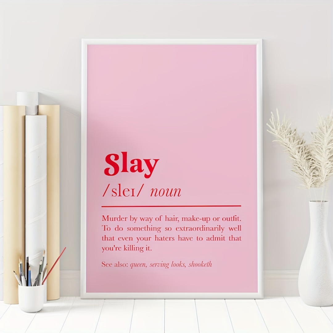 2d flat 2d flat 1pc slay definition canvas print pink   trendy preppy decor for college dorm living room office bedroom frameless ideal christmas gift