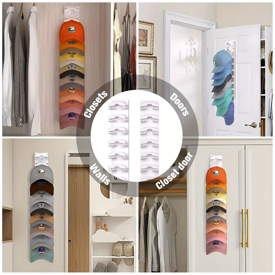 20 capacity portable hat rack organizer with strong   wall mount freestanding acrylic hat display and storage solution with multiple installation options for doors or closets details 5