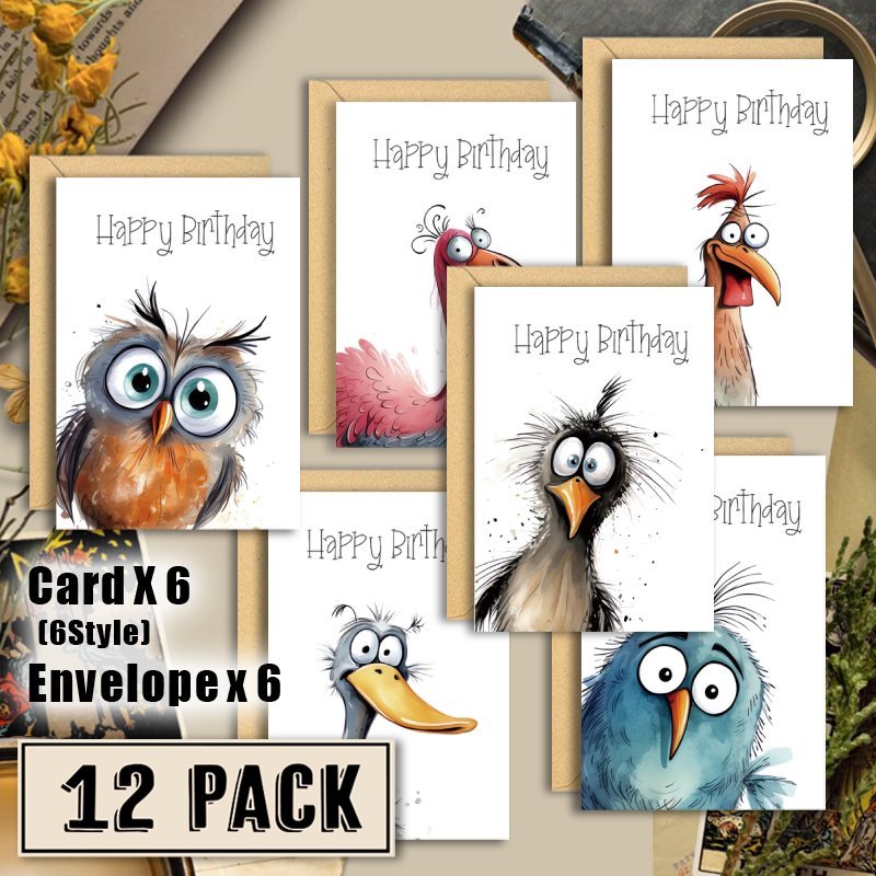 

12 Illustrations Envelopes, Blank Notecards Set For