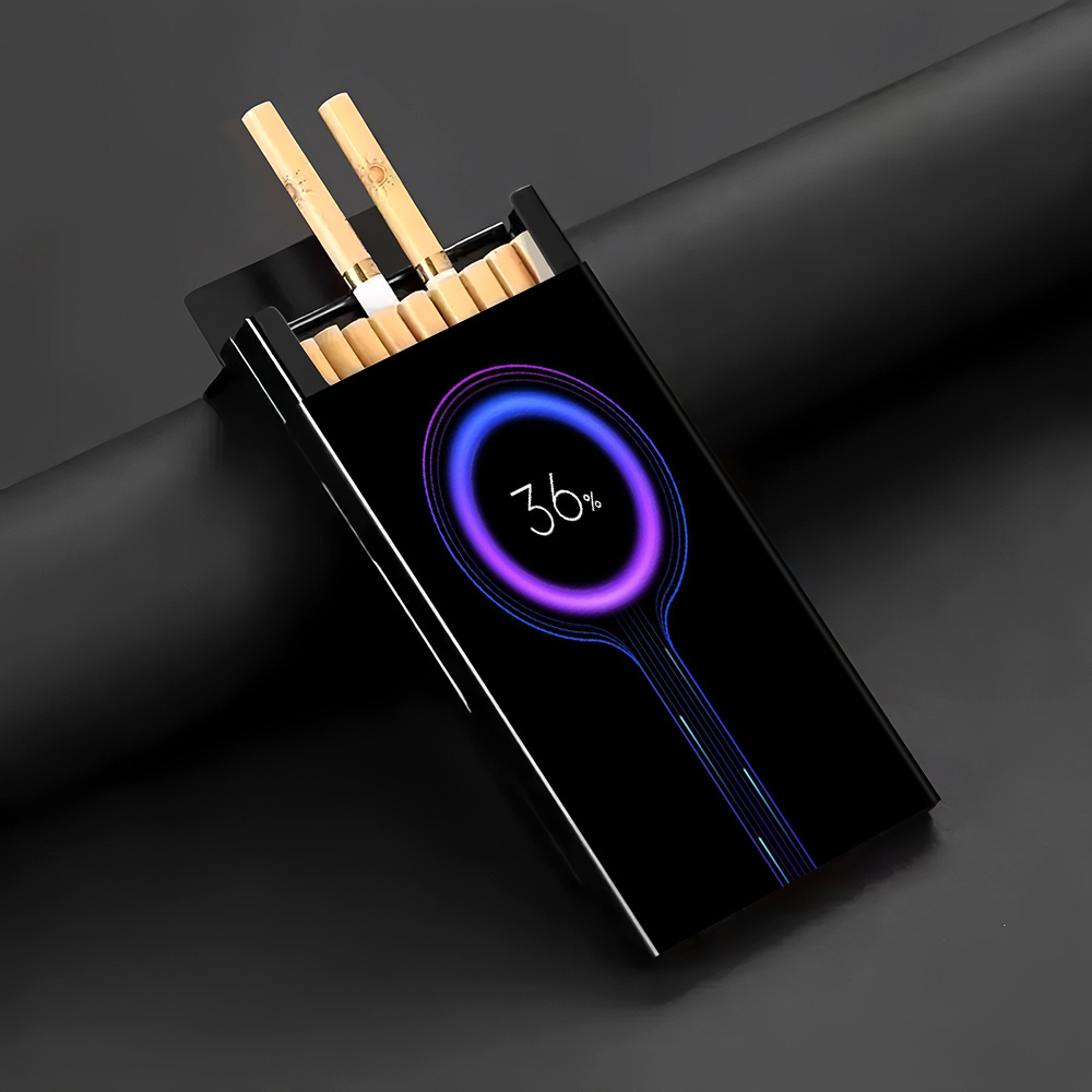 Men s Modern   with Digital-Look Power Display & USB-Powered Charging Dock   - 2D Flat Pattern Printed Durable Metal Construction, Golden-Tone Hinged Lid &   - Stylish & Functional  , Ideal   (Compatible with Standard Cigarettes),   Bling, Lingere  ,   with Built In Lighter, Small Cigarette Tin, Silvery  ,   Lingere, Cigarette Beads,