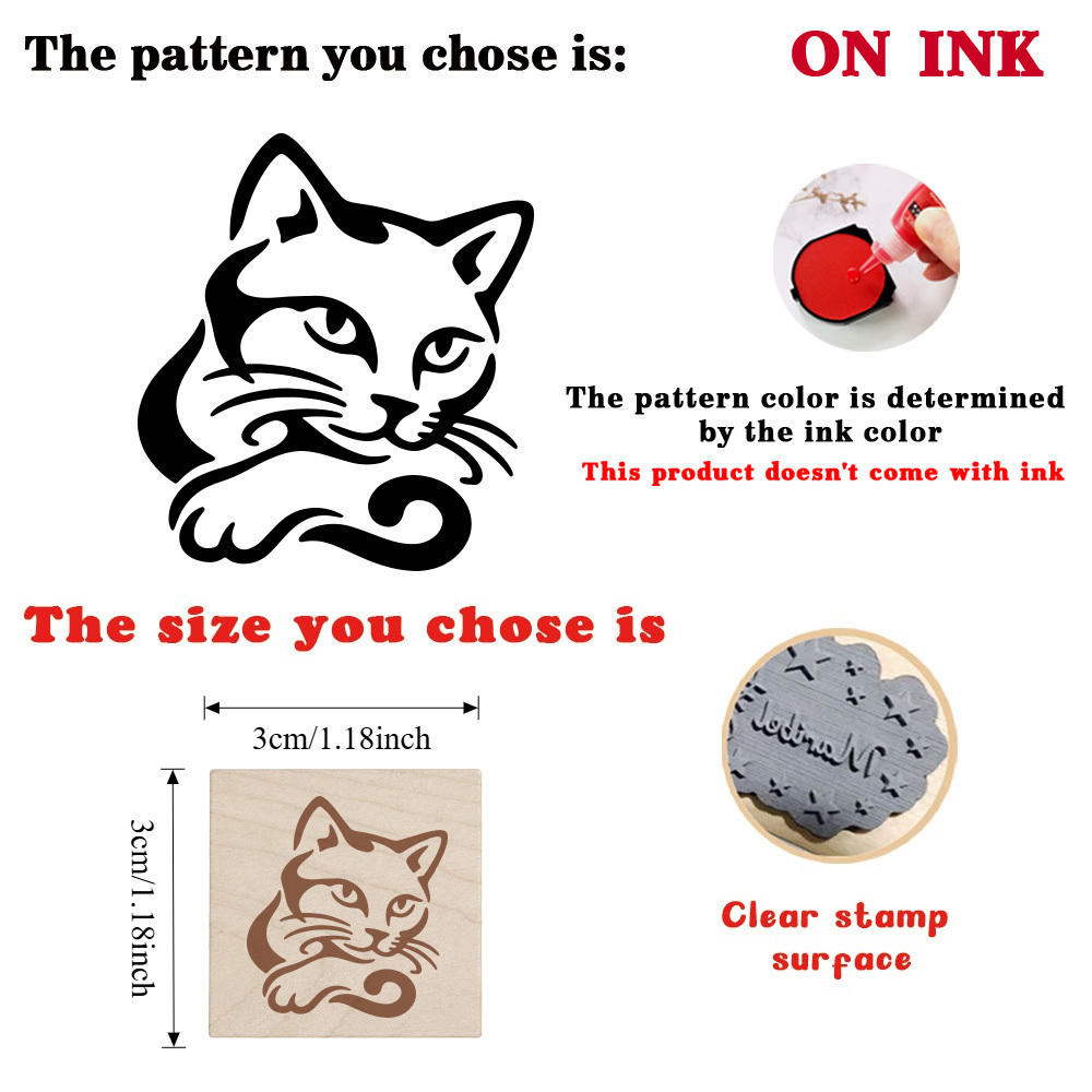 Fashion Lazy Cat Paw Rectangular Wooden Stamp