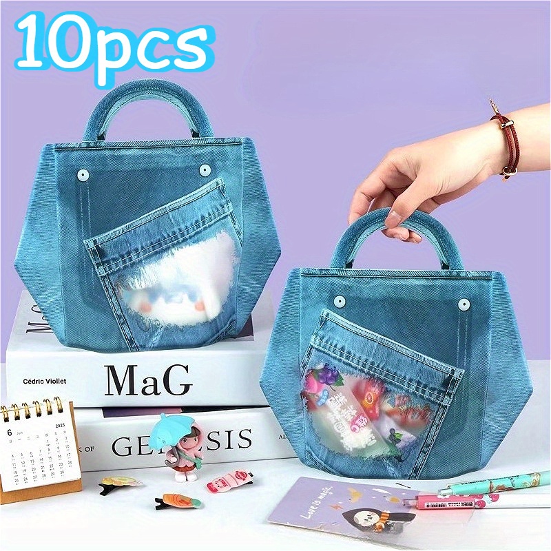 E-shop Geschenk für Sie/Ihn 10 Stück Party-Geschenktüten im Denim-Stil, Mehrzweck, großes Fassungsvermögen, geeignet für Snacks und Geschenke - Ideal