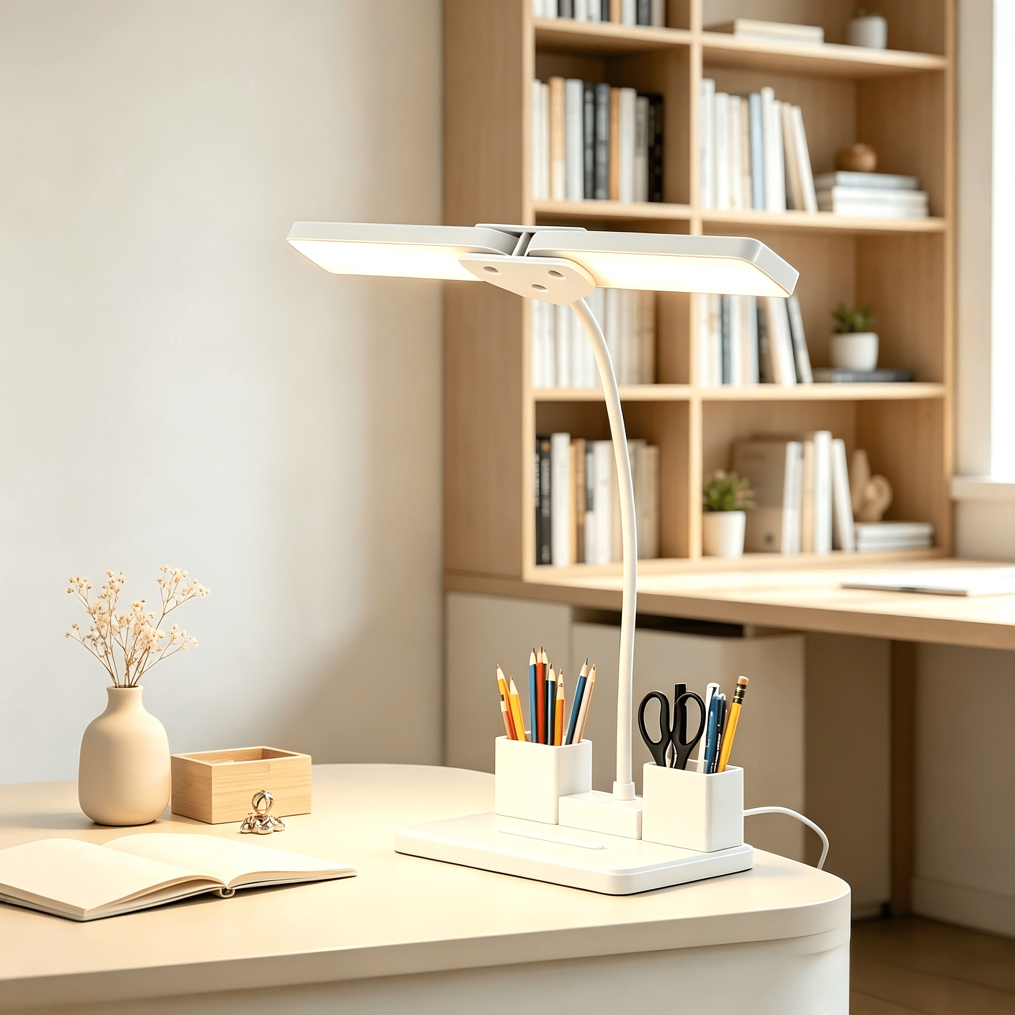 Dual-Head Bendable Gooseneck LED Desk Lamp