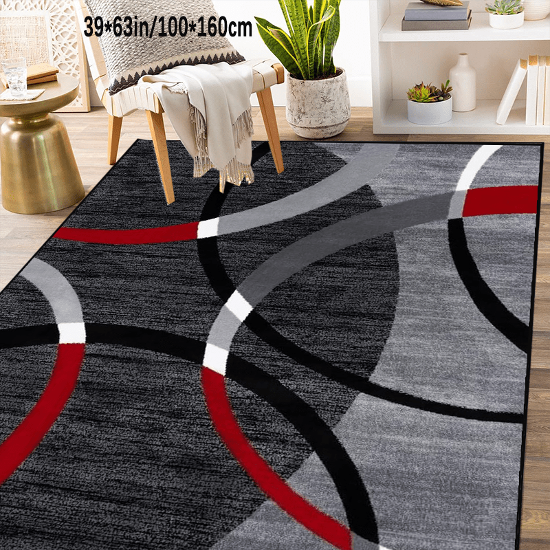 TEMU   Golden Diamond Velvet   800g/mÂ²   Anti-slip Dotted Plastic Backing 1pc Large Area Rug In Black, Gray, And Geometric Nordic Rug, Non-slip,